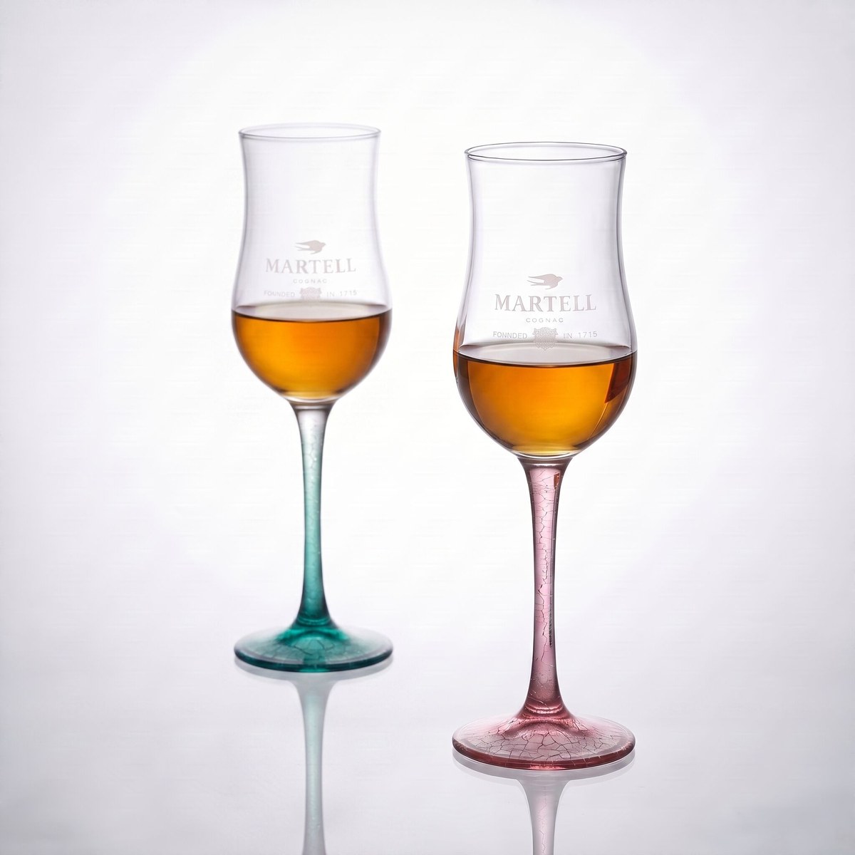 Martell branded glassware — Coloured-stem serve