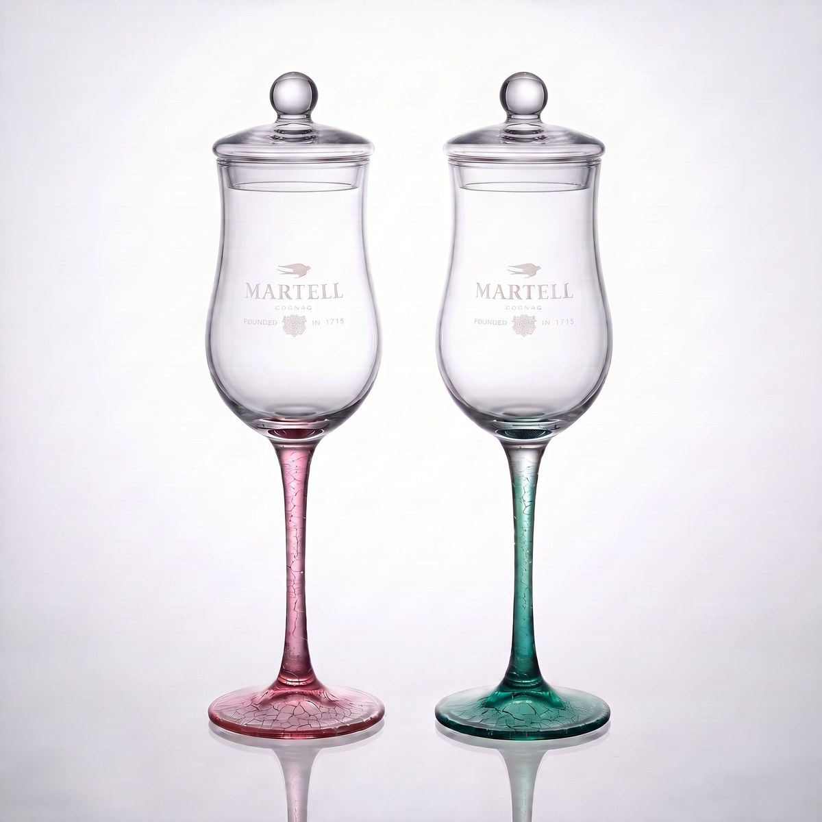 Martell branded decorated glassware