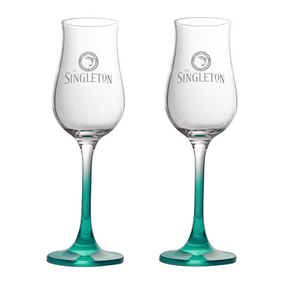 The Singleton branded glassware — Green-foot tulip pair