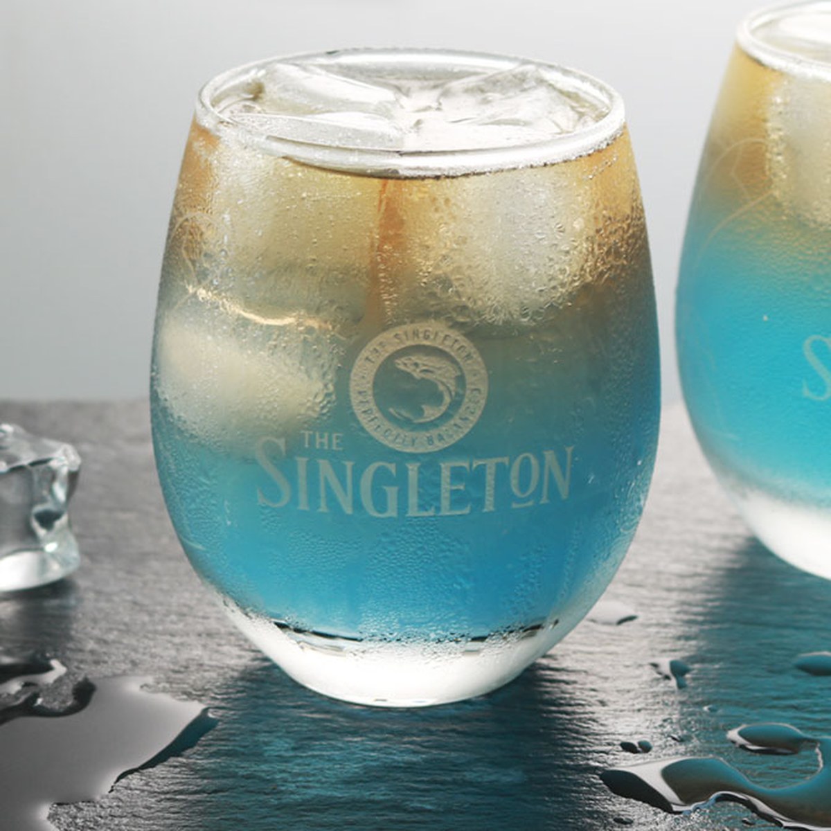 The Singleton branded glassware — Blue-frost serve