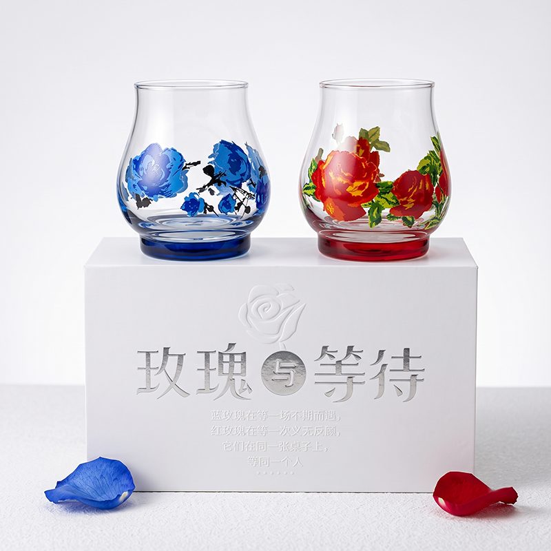 Red & Blue Rose Goblet Set — made by Shenjia