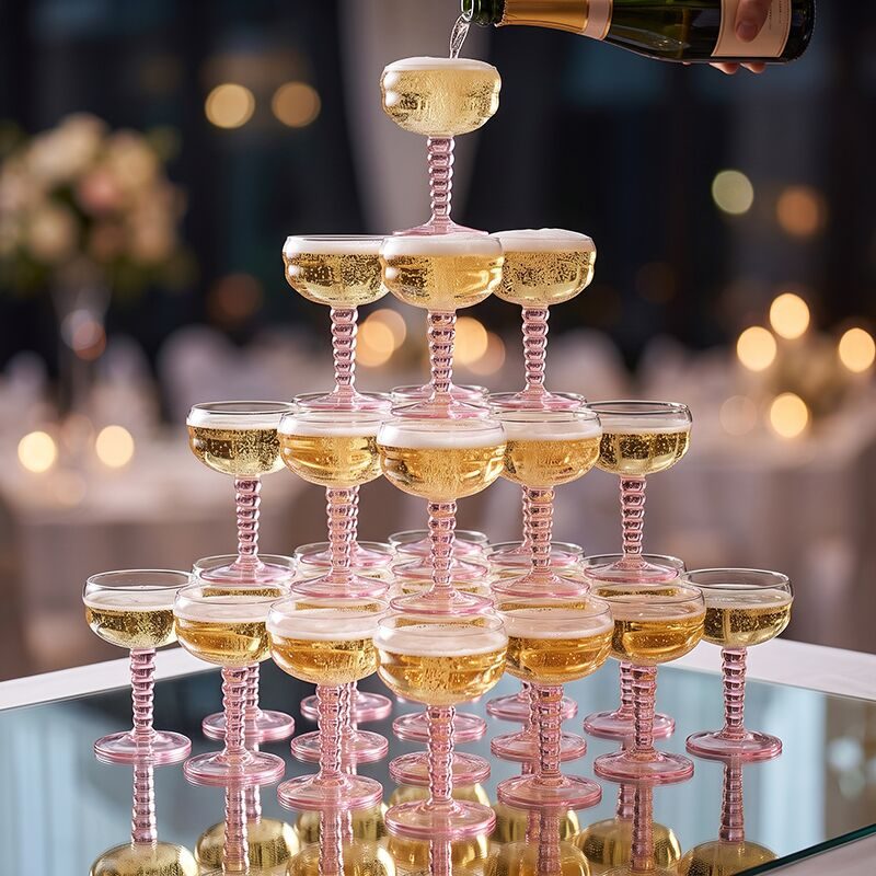 Dotted Champagne Flute — Sprayed Stem — view 4